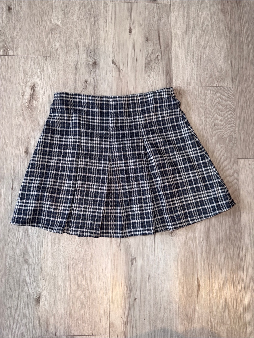 art class Navy and White Plaid Pleated Mini Skirt